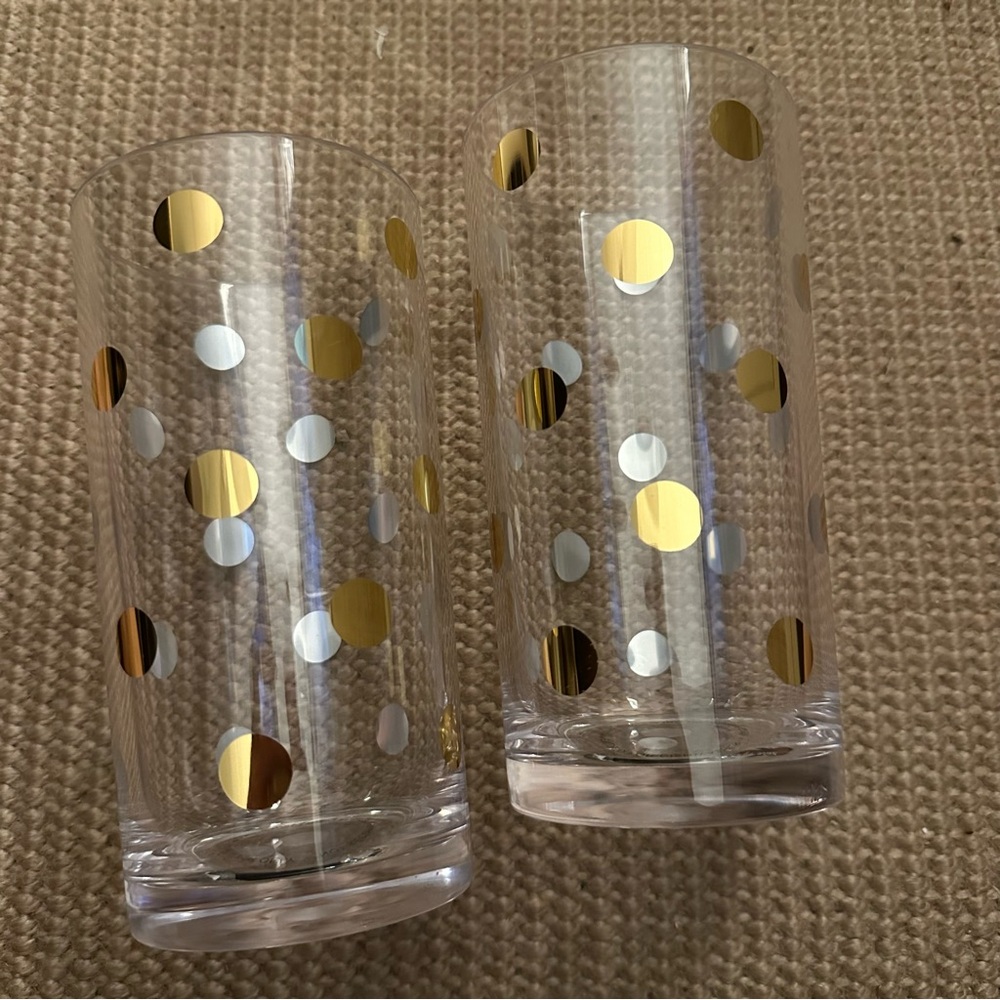 Kate Spade Gold Dots Acrylic Tumblers, New! Set of 2 - Picture 10 of 10